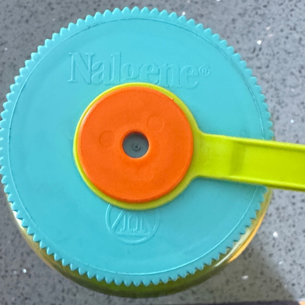 The Avett Brothers Logo Nalgene Water Bottle - Lime Green with Aqua Lid - Picture 2 of 5